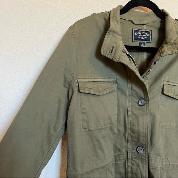 Lucky Brand Army Green Military Style Jacket w/ Drawstring Waist - Size M (EUC) - Picture 4 of 9
